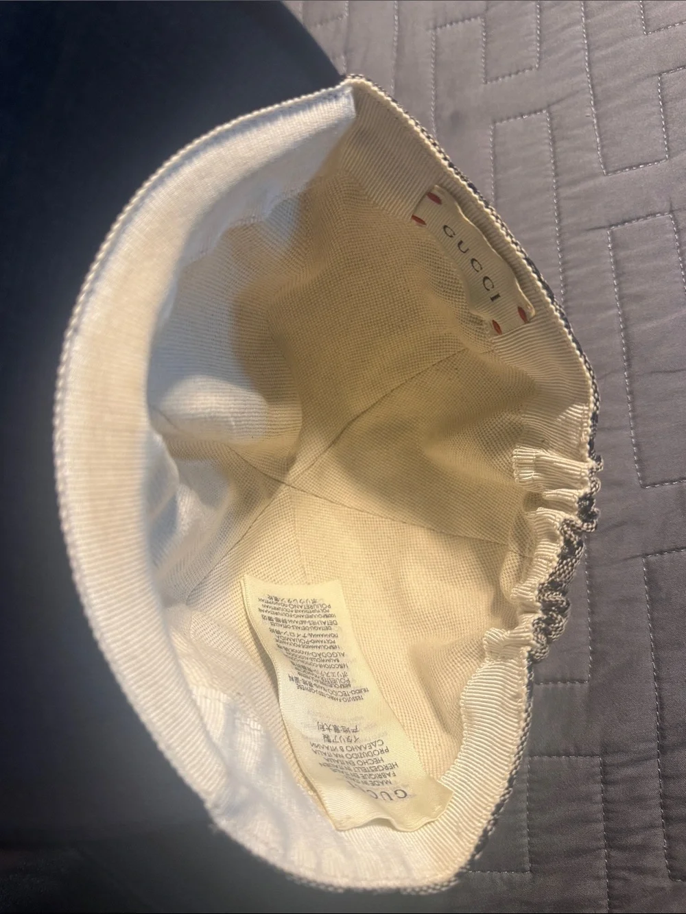 Gucci Beige GG Monogram Kids Baseball Cap with Black Brim